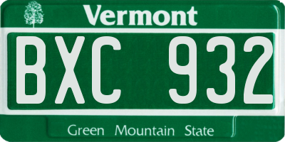 VT license plate BXC932