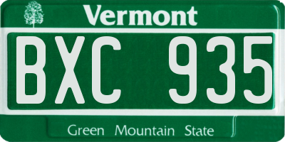 VT license plate BXC935