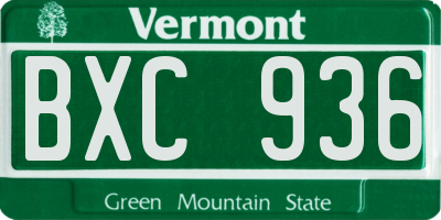 VT license plate BXC936