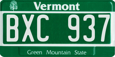 VT license plate BXC937