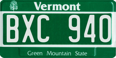 VT license plate BXC940