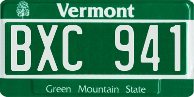 VT license plate BXC941