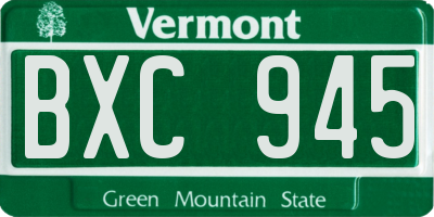 VT license plate BXC945