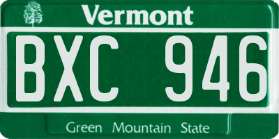 VT license plate BXC946