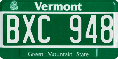 VT license plate BXC948