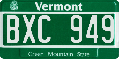 VT license plate BXC949