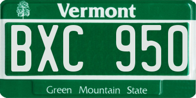 VT license plate BXC950