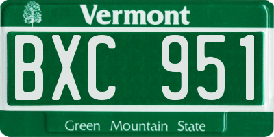 VT license plate BXC951