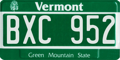 VT license plate BXC952