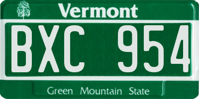 VT license plate BXC954