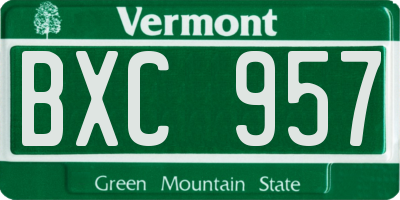 VT license plate BXC957