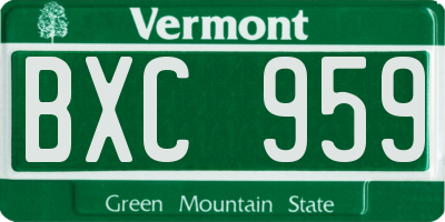 VT license plate BXC959
