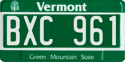 VT license plate BXC961