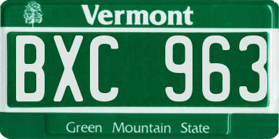VT license plate BXC963