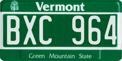 VT license plate BXC964