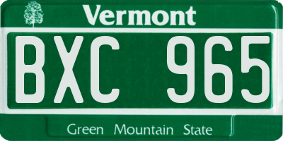 VT license plate BXC965