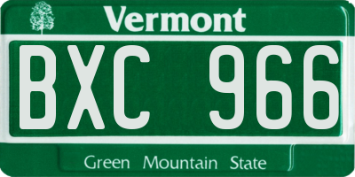 VT license plate BXC966