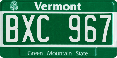 VT license plate BXC967
