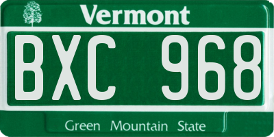 VT license plate BXC968