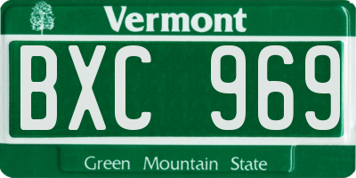 VT license plate BXC969