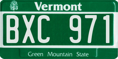 VT license plate BXC971