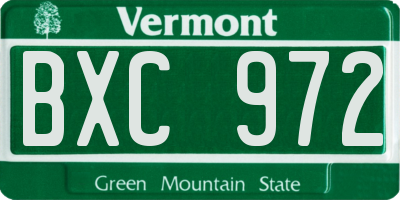 VT license plate BXC972
