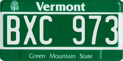 VT license plate BXC973