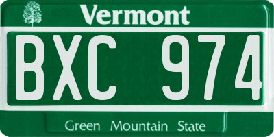 VT license plate BXC974