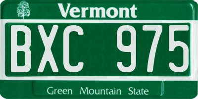 VT license plate BXC975
