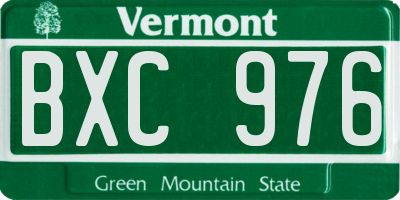 VT license plate BXC976