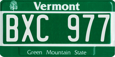 VT license plate BXC977