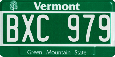 VT license plate BXC979