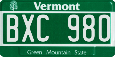 VT license plate BXC980