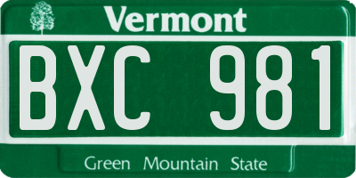 VT license plate BXC981