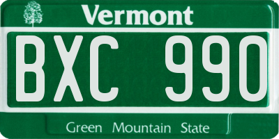 VT license plate BXC990