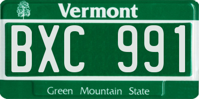 VT license plate BXC991
