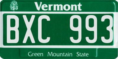 VT license plate BXC993