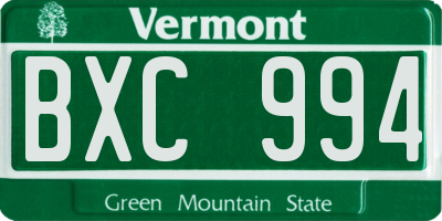 VT license plate BXC994