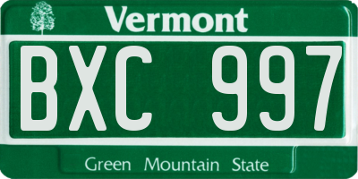 VT license plate BXC997