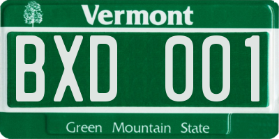 VT license plate BXD001