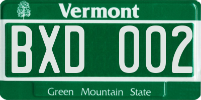 VT license plate BXD002