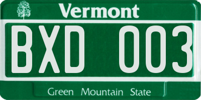 VT license plate BXD003