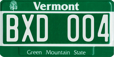 VT license plate BXD004
