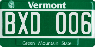 VT license plate BXD006