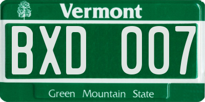VT license plate BXD007