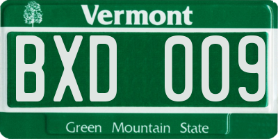VT license plate BXD009