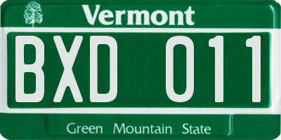 VT license plate BXD011