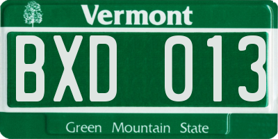VT license plate BXD013