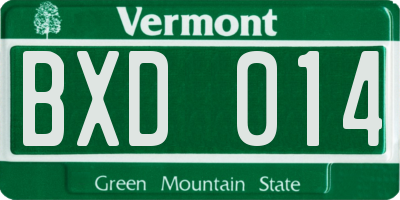 VT license plate BXD014