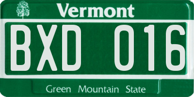 VT license plate BXD016
